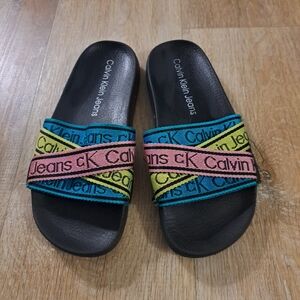 Calvin Klein Women's Black Sandals with Colorful Straps